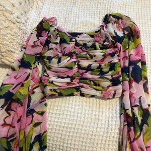 Abercrombie & Fitch Pink and Green Floral Blouse